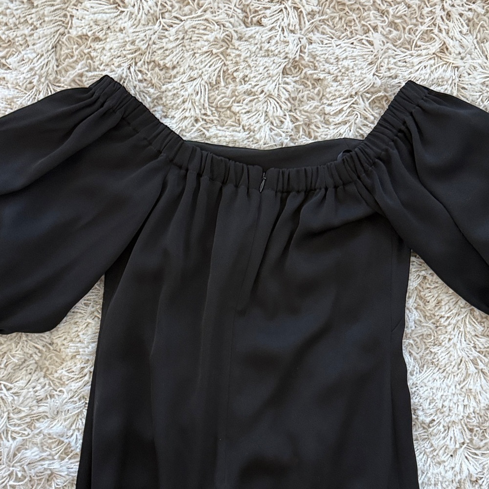 Shoshanna Midnight Off the Shoulder Black Ruffled Hem Dress - Picture 5 of 5